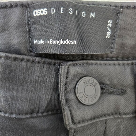 ASOS Black Coated High Rise Flare Jeans Size 28 - Picture 3 of 6